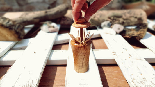 Handmade Olive Wood Toothpick Dispenser, Hygienic Artisan Holder