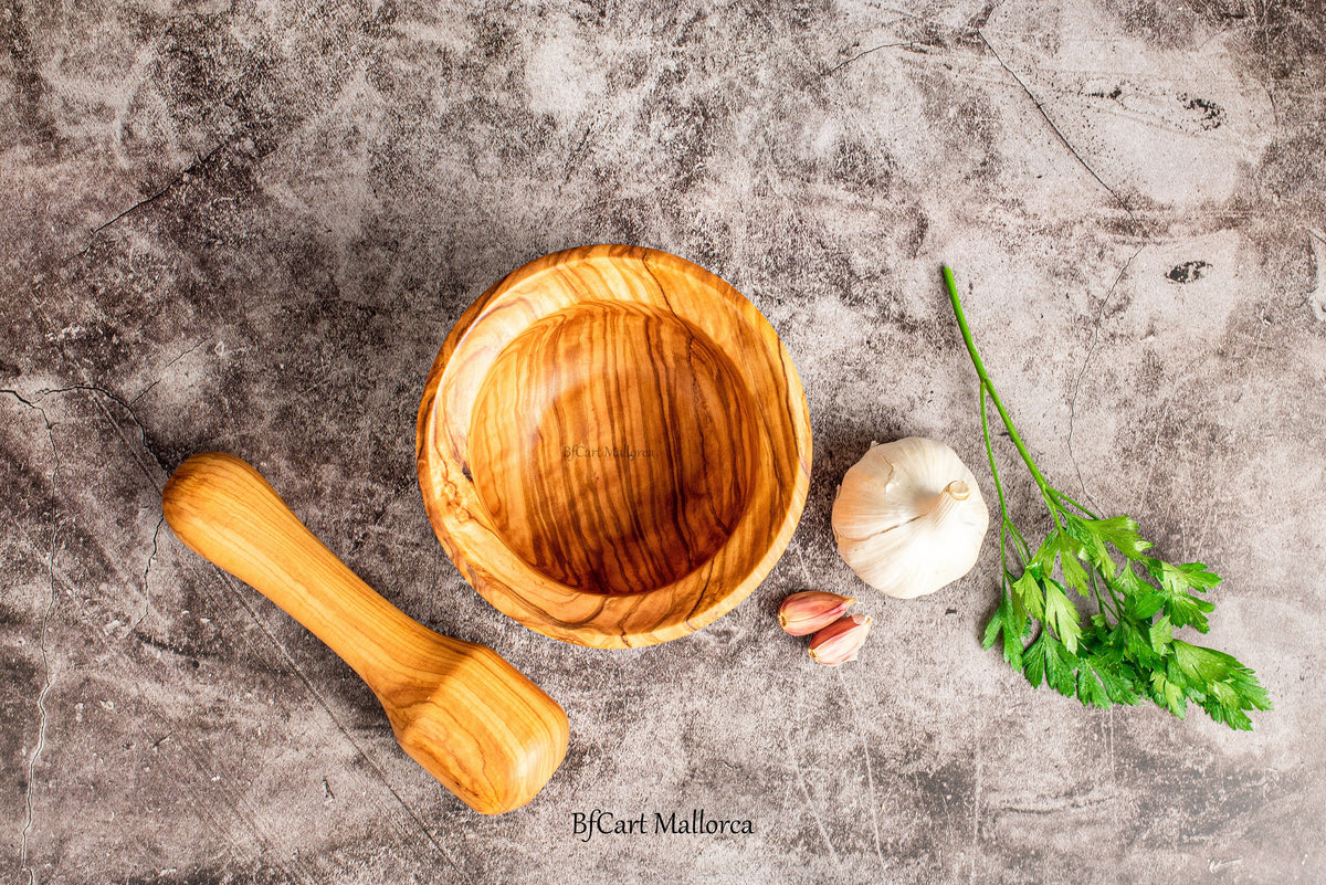 Handcrafted Olive Wood Mortar and Pestle: Rustic Spice Grinder