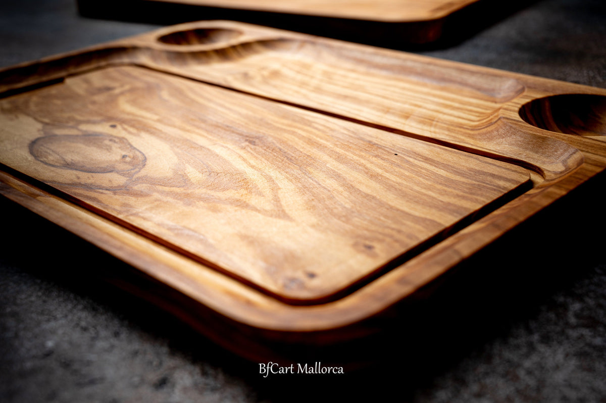 Olive Wood Steak Board, BBQ Serving Plate, Juice Channel Meat Board, Rustic Grill Gift