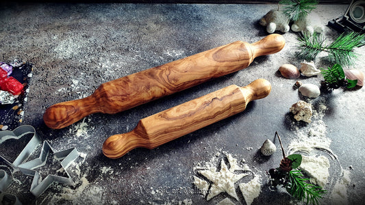 Handcrafted Olive Wood Rolling Pin Set, Traditional Kitchen Decor