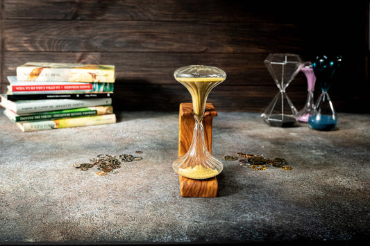 Personalized Olive Wood Hourglass: 10 Min Sand Clock, Handmade