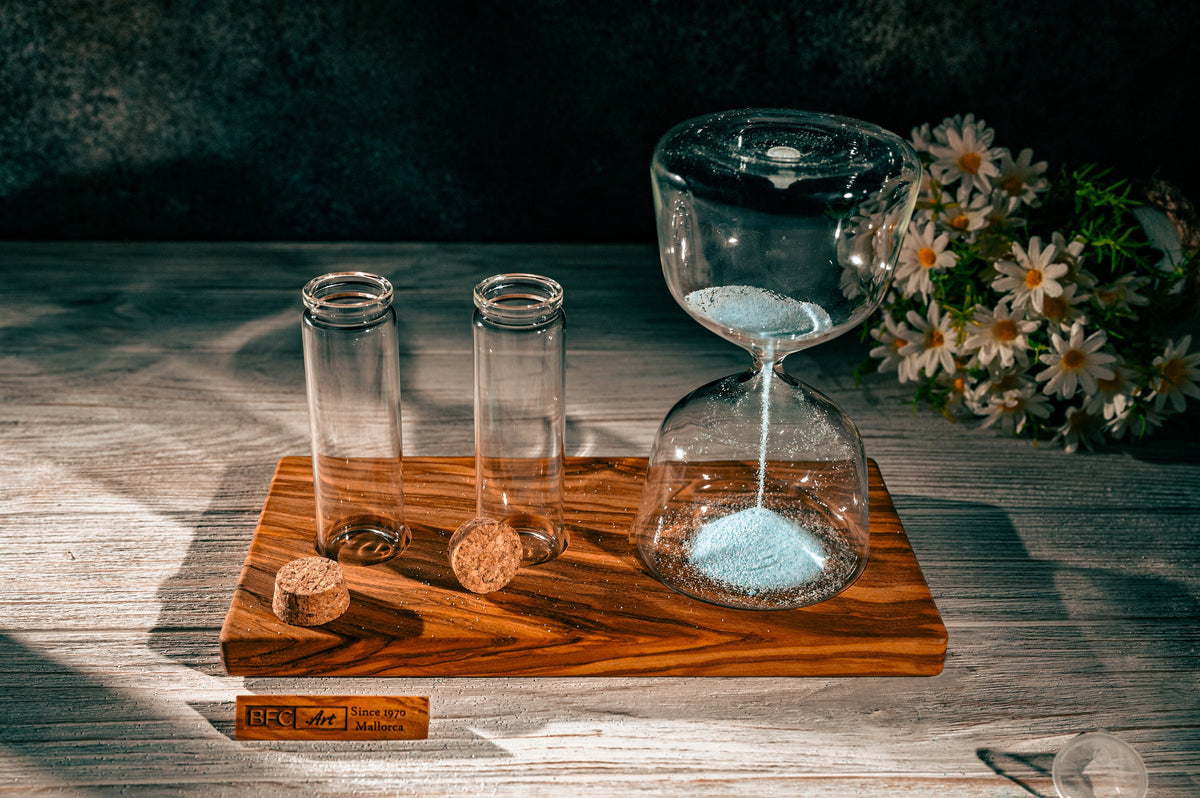 Handmade Olive Wood Hourglass – Wedding Unity Sand Ceremony Set