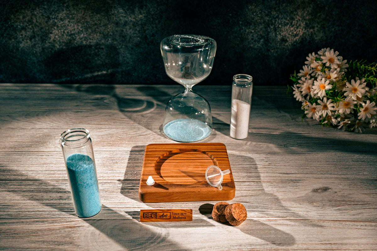 Handmade Olive Wood Wedding Unity Hourglass Set: Sand Ceremony Keepsake