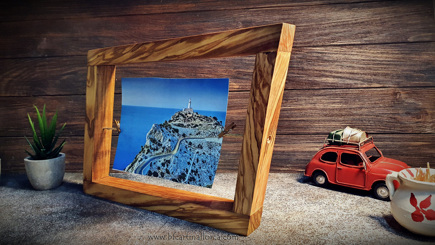 Handmade olive wood photo frames, in Slanted Shaped