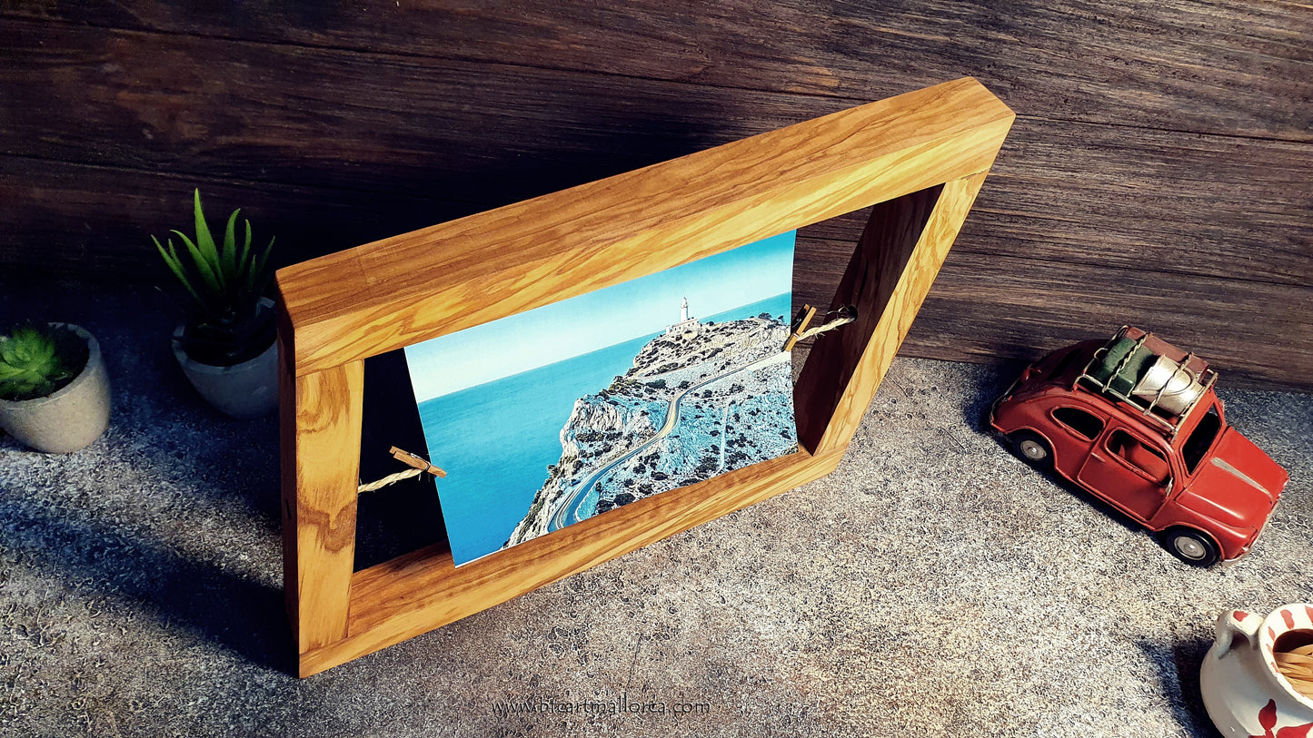 Handmade olive wood photo frames, in Slanted Shaped