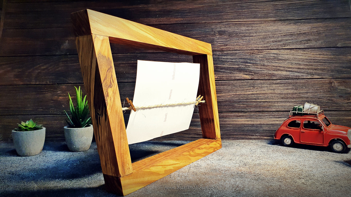 Handmade olive wood photo frames, in Slanted Shaped