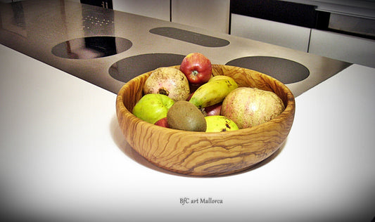 Extra Salad Bowl Olive Wood for Large Fruit Bowl Handmade, Wooden Centerpiece and fantastic idea for Welcome gift