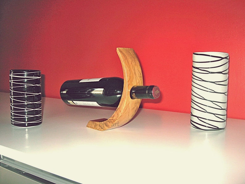 Wine Bottle Holder Olive Wood for Wine Stand Wood Vintage, Wine Holder Table, Gifts ideas