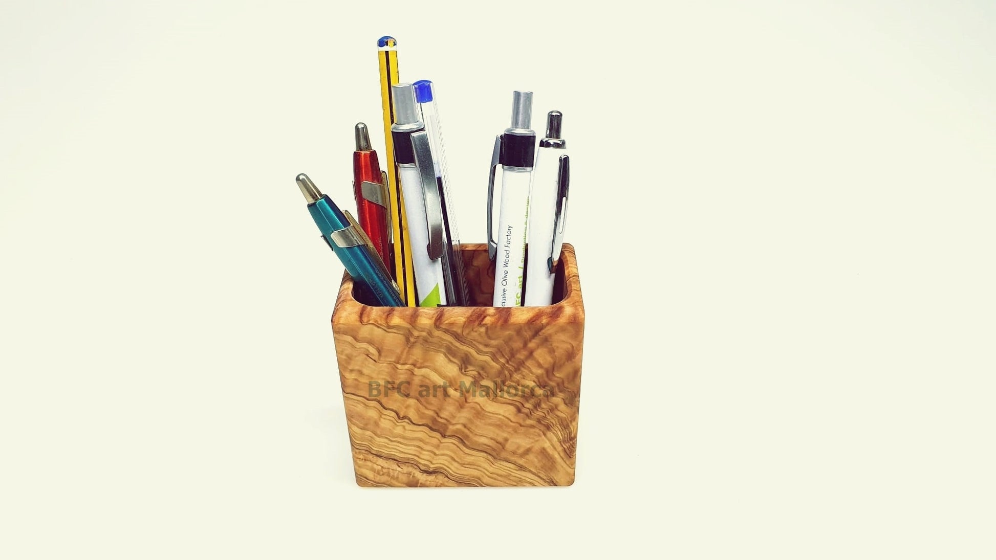 Pencil Holder Olive wood, Office Pencil Holder, Wood Desk Pen, Office Supplies, Toothbrush cup , Pot Pens, Storage Pencil Cup , Square Pot