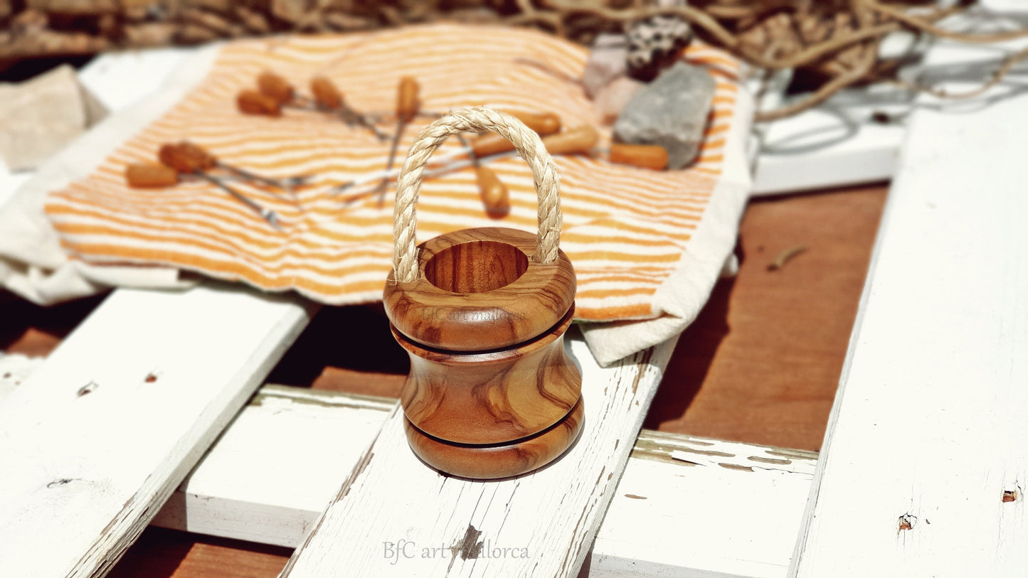 Toothpick Water Well, Metal Toothpick Container, Metal Spike Holder 12 Metal Spikes, Toothpick Pit Olive Wood, Water Well Wood