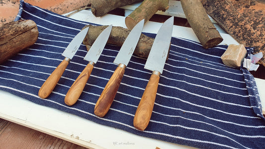 Handmade Knives made of stainless steel and olive wood kitchen knife, Chef knives Wood, Couple Gift Kitchen, Set original housewarming gift