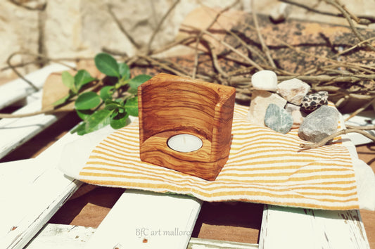 Candle Holder Olive Wood, Candlestick Reflection, Candlestick, Candles, Candle Holder , Gift Home, Room Atmosphere, Christmas Candle Holder