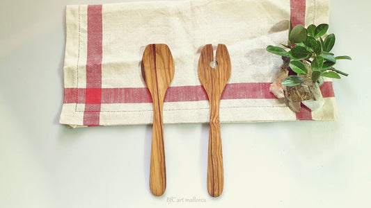 Salad Servers Olive Wood , Spoon Wood Ecological and Natural Spoon, Kitchenware Espatula, Set Wooden Spatula, Wood Spoon, Eco Spoon