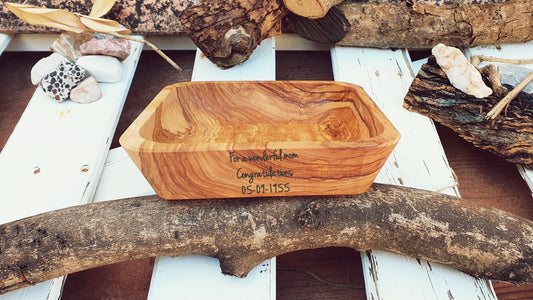 Customizable Gift Square Bowl, Custom Fruit Bowl, Customizable Wooden Cereal Bowl, Olive Wood Pasta Bowls, anniversary gift, Wedding Gift