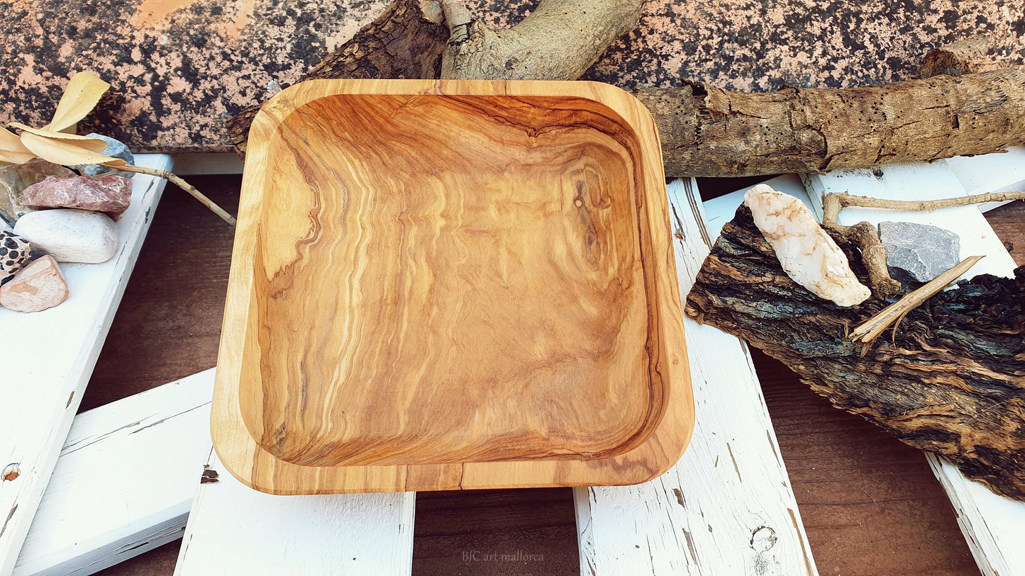 Customizable Gift Square Bowl, Custom Fruit Bowl, Customizable Wooden Cereal Bowl, Olive Wood Pasta Bowls, anniversary gift, Wedding Gift