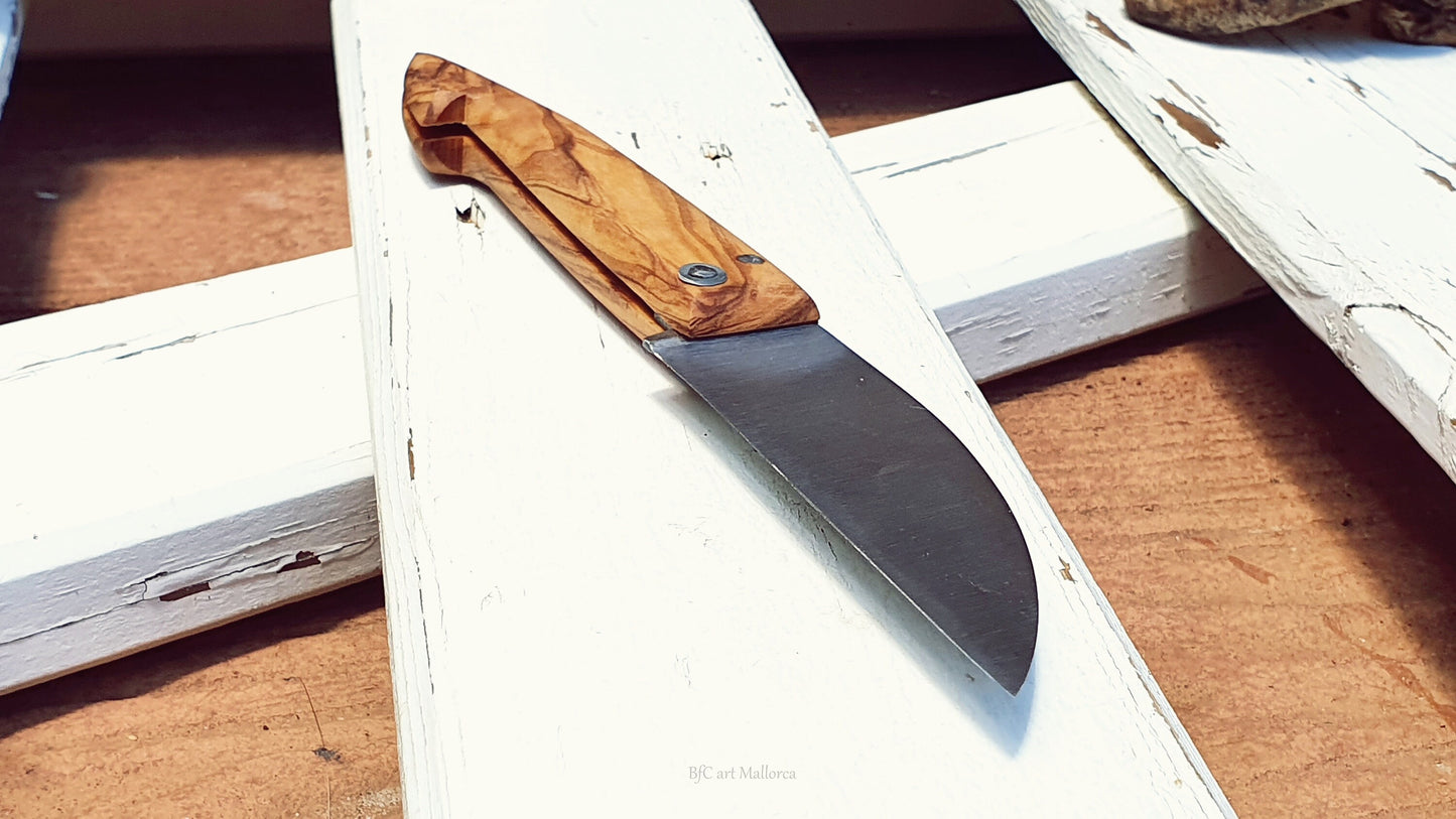 Folding Pocket Knife Olive Wood, Fishing Knife, Hiker Knife, Handmade Pocket Knife, Father's Day Gift, Field Knife, Pocket Fisherman's Knife