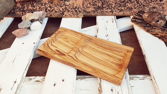 Olive wood Lunch Tray Wood Sandwich Plate Tray, Appetizer Plate, Fondue Plate, Biscuit and Coffee Plate, Afternoon Tea Time, Sweets Plate