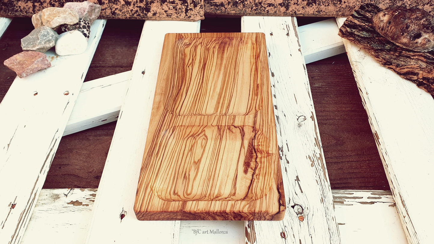 Olive wood Lunch Tray Wood Sandwich Plate Tray, Appetizer Plate, Fondue Plate, Biscuit and Coffee Plate, Afternoon Tea Time, Sweets Plate