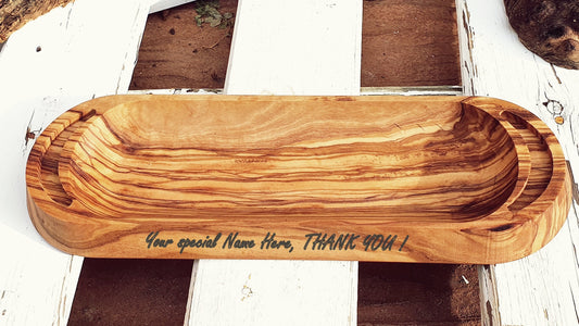 Custom Snack Tray, Personalized Wooden Tray, Olive Wood Tray, Pen Tray, Sauce Plate, Bread Plate, Bread Tray,, Vintage Tray, Serving Table