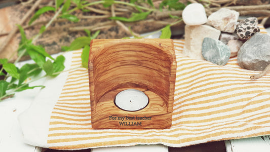 Candle Holder Olive Wood Custom, Vintage Tealight Holders, Wedding Favors for Guests, Gift Home, Christmas Candle Holder Decor , Wood Favors