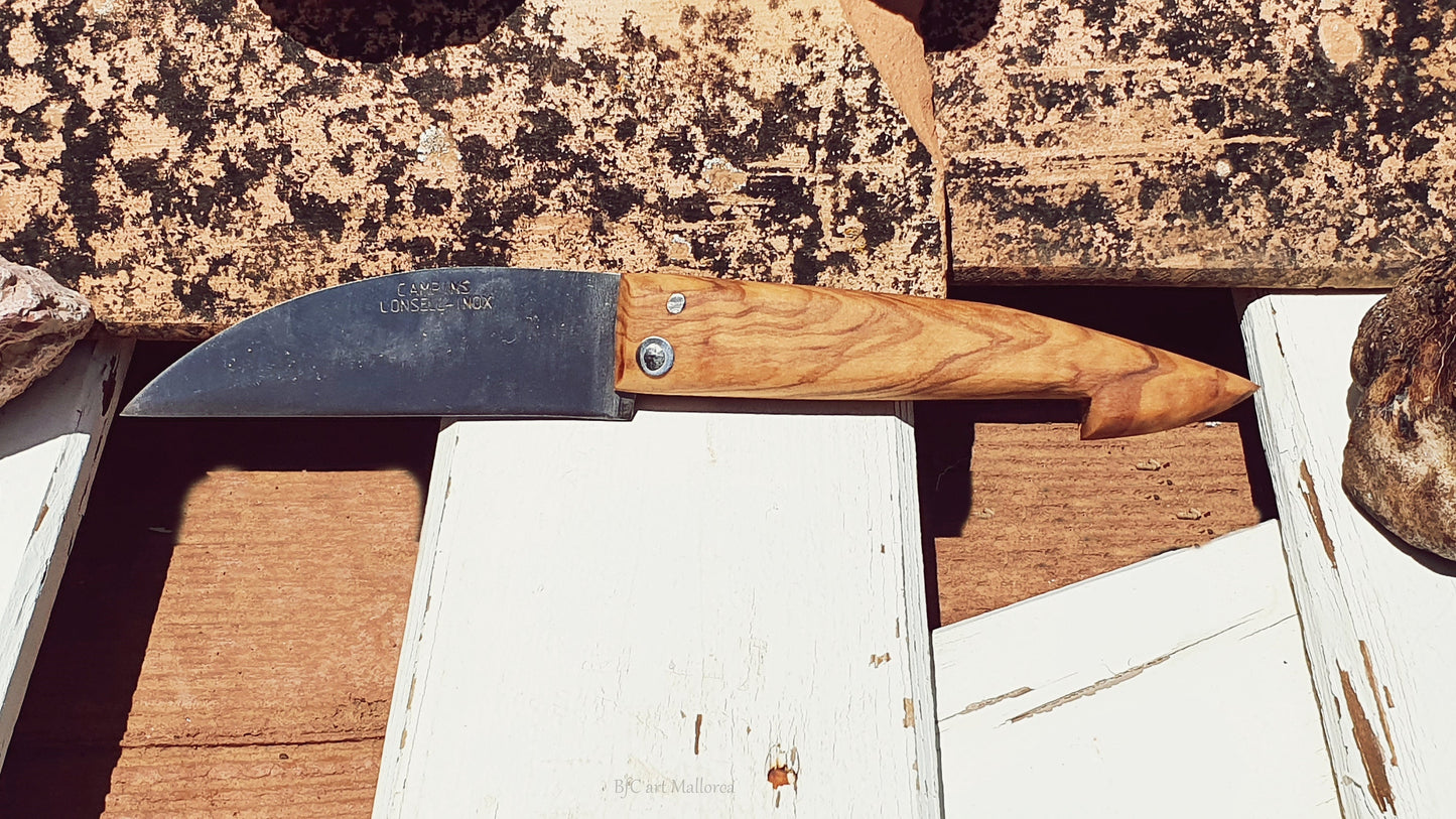 Folding Pocket Knife Olive Wood, Fishing Knife, Hiker Knife, Handmade Pocket Knife, Father's Day Gift, Field Knife, Pocket Fisherman's Knife