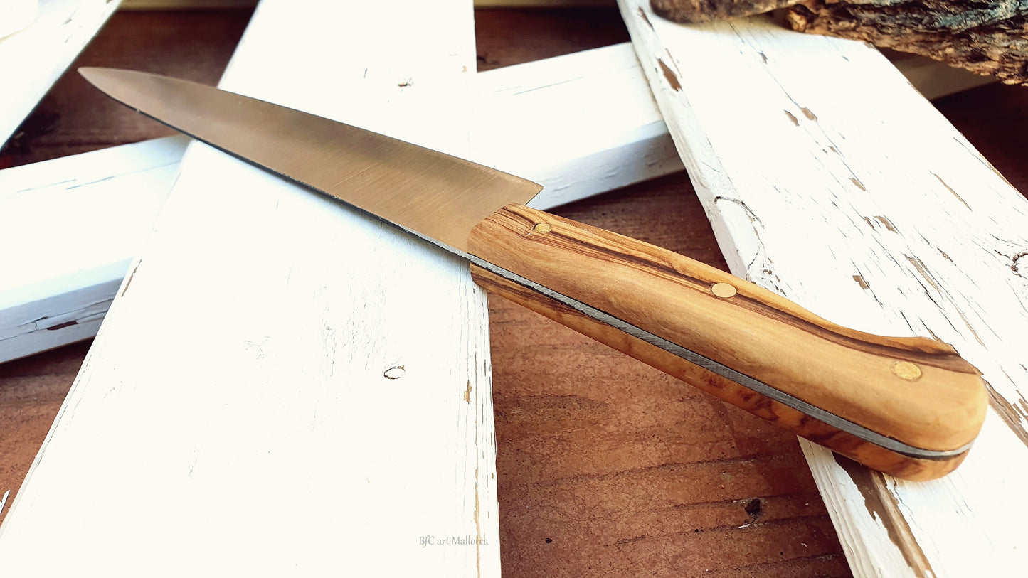 Craft Kitchen Knife, Meat Knife, Chef's Knife, Handmade Knife, Butchers Knife, Stainless Steel Knife, Olive Wood Craft Knife, Classic Knife