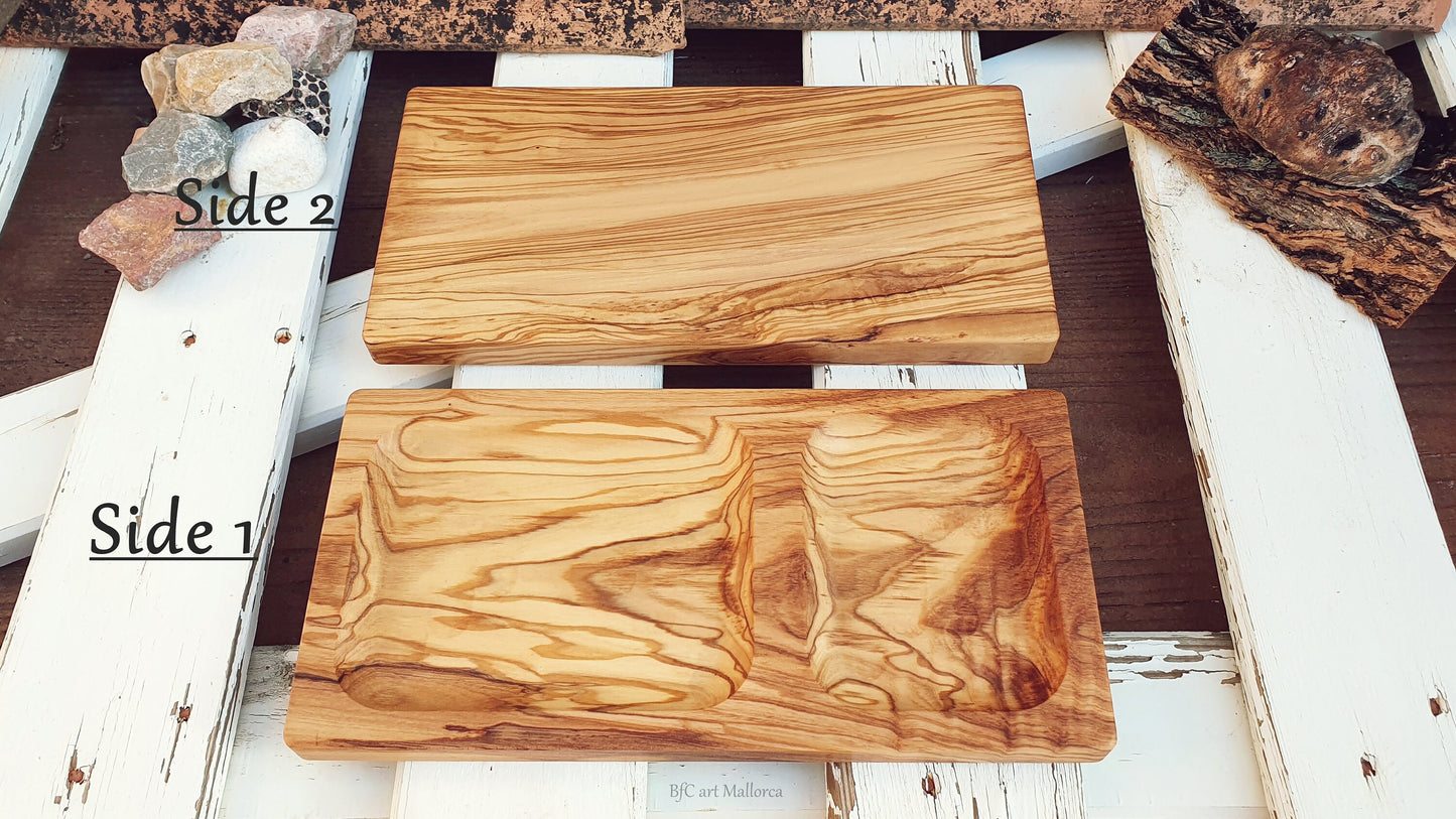 Olive wood Lunch Tray Wood Sandwich Plate Tray, Appetizer Plate, Fondue Plate, Biscuit and Coffee Plate, Afternoon Tea Time, Sweets Plate