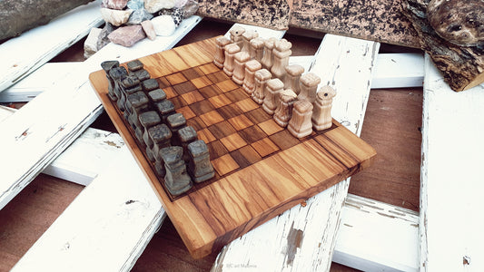 Olive Wood Chess Board, Artistic Chess, Wooden Chess, Chessboard, Father Gift, Chess, Christmas Gift, Vintage Chess, Husband gift