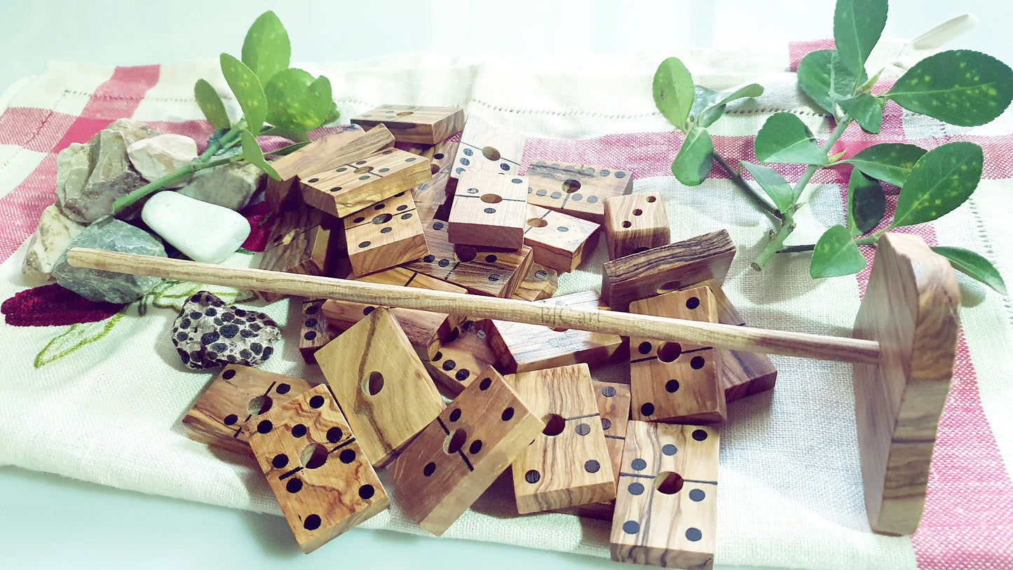 Wooden Domino table game, Domino Olive Wood , Family Table Games, Ecological Wooden Toy, Medieval Ancient Game, Table Game Toy