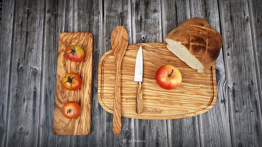 Cutting board spoons and craft knife Olive wood Set, Large charcuterie board , wood serving board and spoon, Christmas gift,