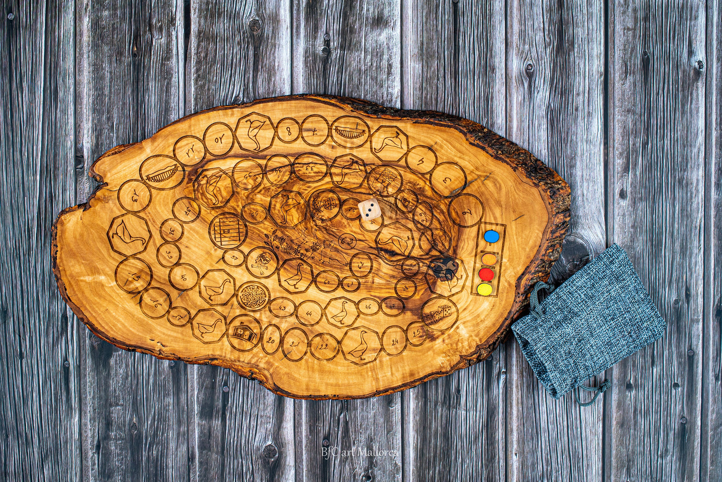 Parcheesi and Goose Game Board, Aggravation Game, Wahoo Aggravation, Olive Wood Parcheesi Vintage, Ludo Game , Rustic Parcheesi Game