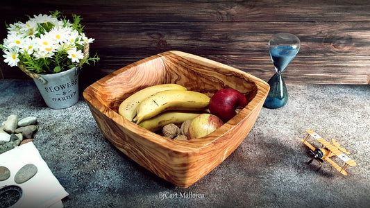Large Olive Wood Salad Bowl, Big Salad bowl, Square Wooden Fruit Bowl, Large Serving Bowl, Unique Large Fruit Bowl, Wood Salad Bowl Handmade