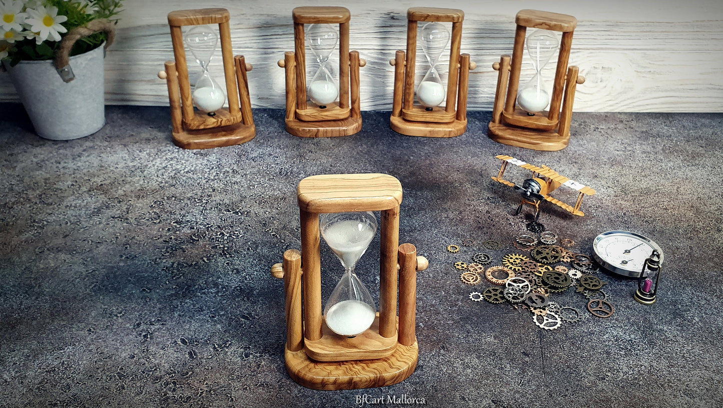 Sand timer hourglass With rotating 5 minutes, Classic Sand Timer olive wood, Handmade glass sand timer, Hourglass Home decor library Antique
