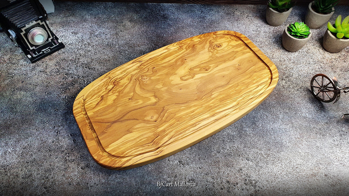 Charcuterie Serving and Prep Boards in Olive Wood, Large Wood Cheese Board Serving, Steak Serving Wood Plate