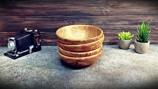 Kitchen Bowl Set of 4 Handmade Bowls for Cereal Breakfast Dessert etc made of olive wood