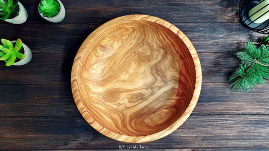 Large Salad Bowl for Decoration or Centerpiece Olive Wood , Customizable Large Wedding Gift Bowl for New Home Decor Handmade Turned, Large Fruit Bowl