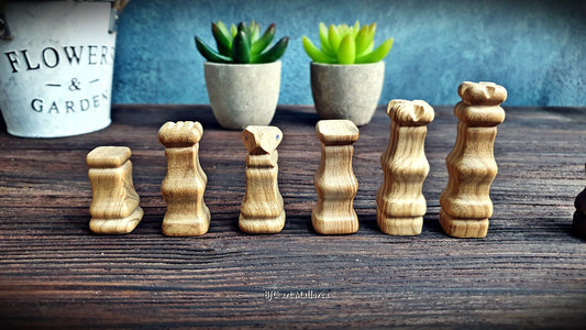 Handmade Olive Wood Chess Figures with our Unique Design, Set of Decorative and Modern Chess pieces