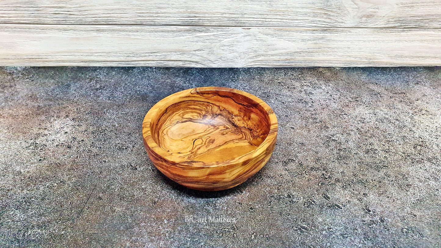 Salad Bowl Olive Wood custom set 4, Custom small bowl wedding gift, Breakfast Bowl, Cereal Bowl, Wooden Fruit Bowl, Bowl ndividual Salads