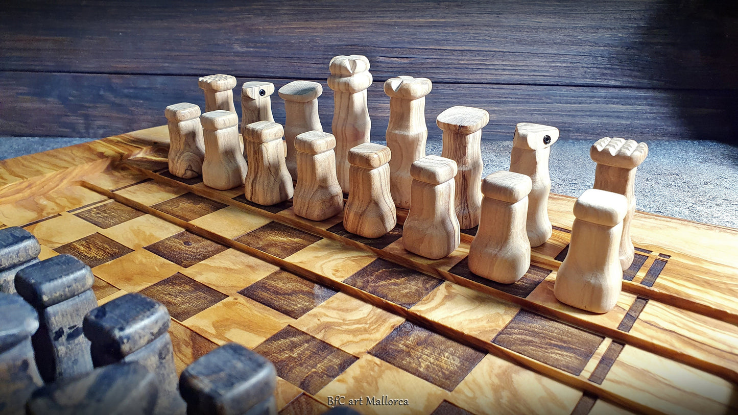 Live Edge Customizable Chess Board With a Unique and Exclusive Design Handcrafted with Tiered Play Area