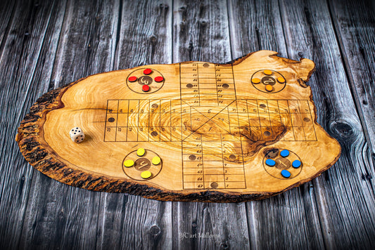 Parcheesi board game, Aggravation board game Ludo on Full Rustic Olive Wood Board Parcheesi Vintage, Ludo Game Gift, Table Game