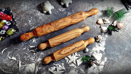Rolling Pin Olive Wood for children for Preparation of Pasta and Cookies with Children and Family, Wooden Rolling Pin for Bakery & Pastry