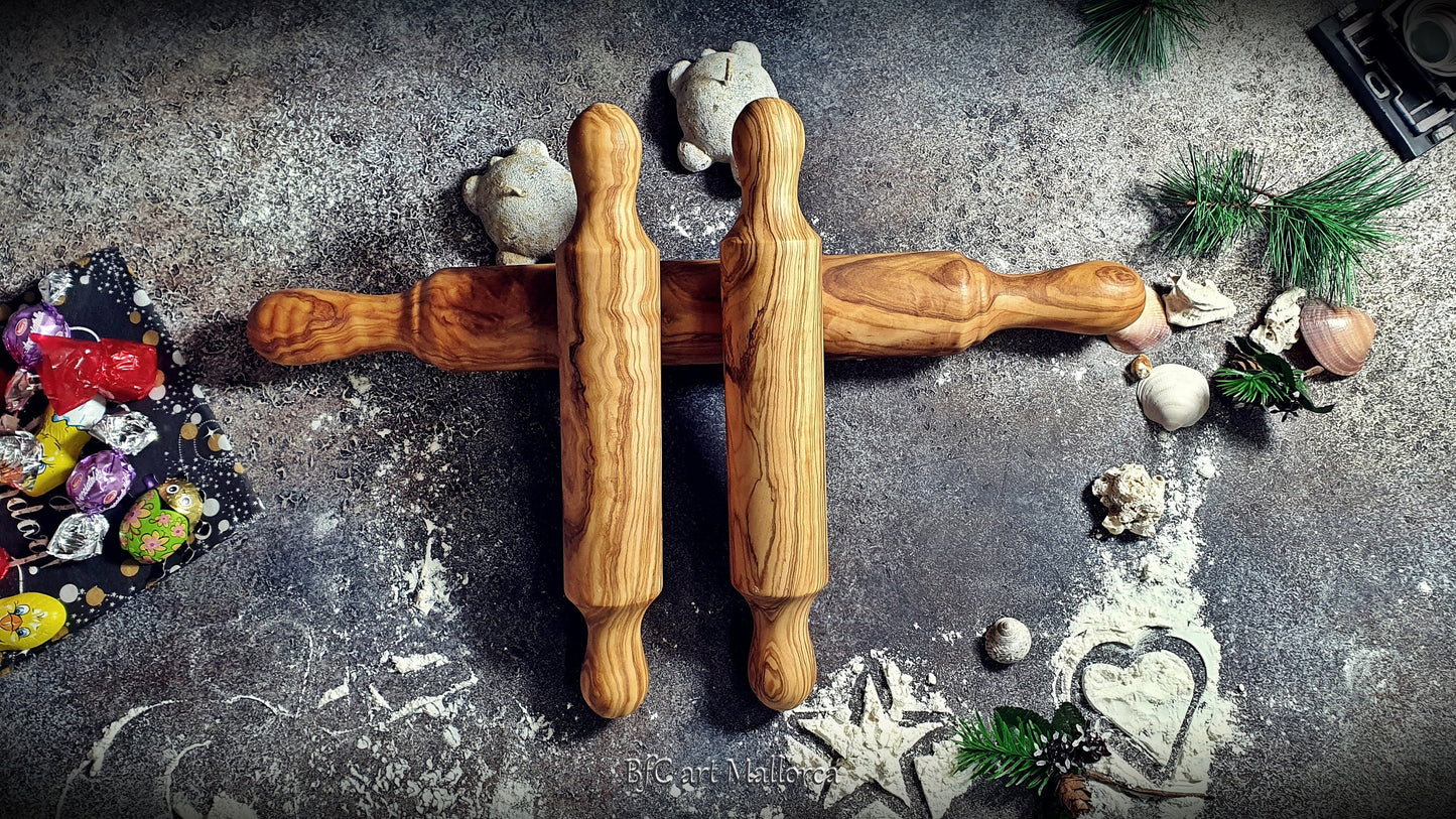 Rolling Pin Olive Wood for children for Preparation of Pasta and Cookies with Children and Family, Wooden Rolling Pin for Bakery & Pastry