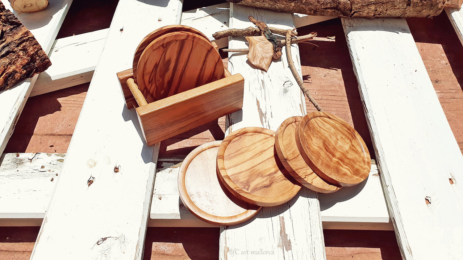 Wooden Coasters Set and Candle Holder