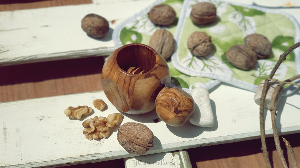 Threaded Olive Wood Nutcracker, Reusable Eco-Friendly Design