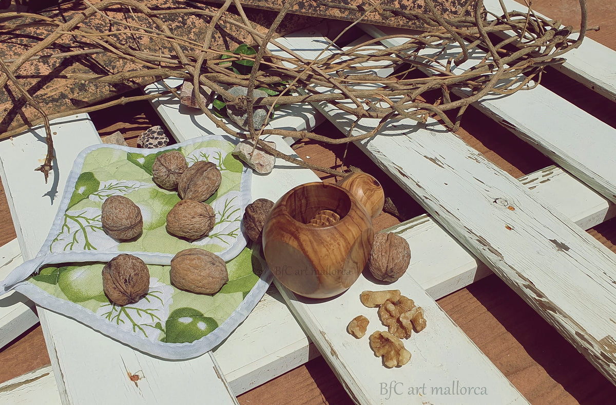 Threaded Olive Wood Nutcracker, Reusable Eco-Friendly Design