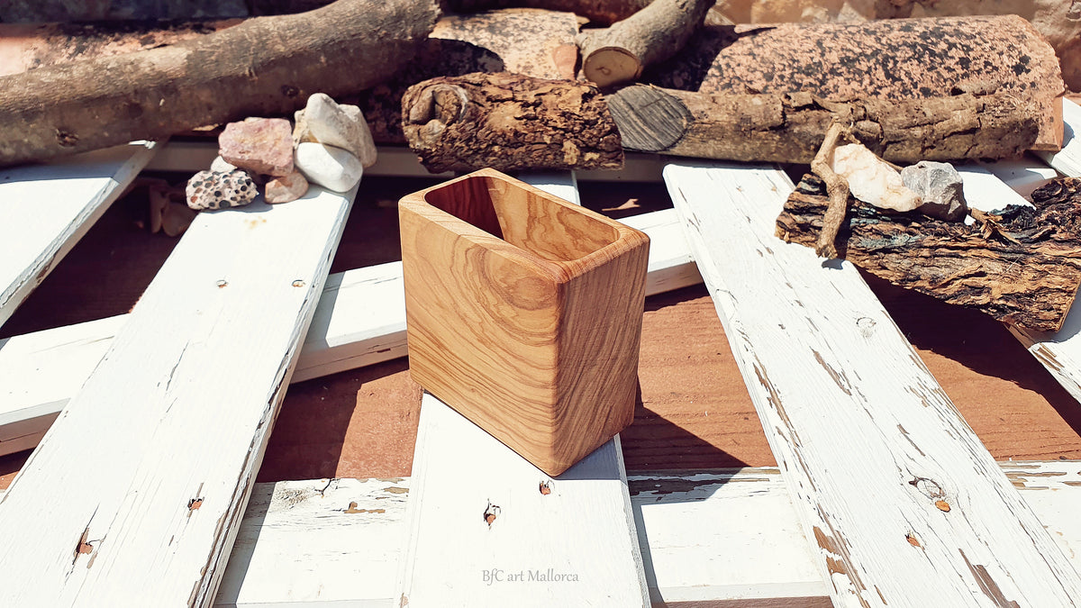 Personalized Pencil Pot, Olive Wood Pen Pot Holder, Office Organizer Rectangular Pot, Pencil Pot, Modern Pot Handmade, Wood Pot Pen storage