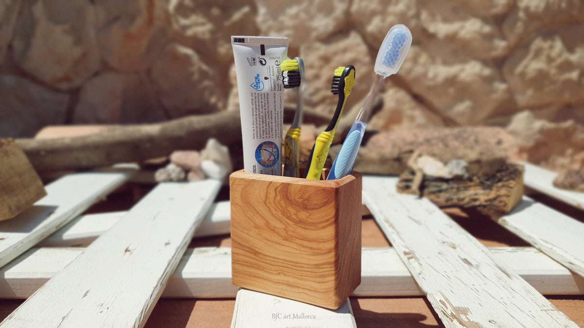Personalized Pencil Pot, Olive Wood Pen Pot Holder, Office Organizer Rectangular Pot, Pencil Pot, Modern Pot Handmade, Wood Pot Pen storage