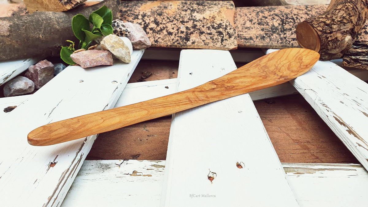 Olive Wood Wok Spatula, Stir Fry Paddle, Wooden Serving Tool