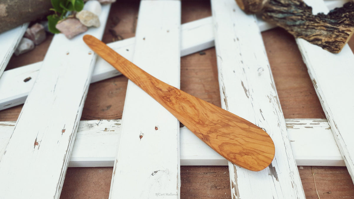 Olive Wood Wok Spatula, Stir Fry Paddle, Wooden Serving Tool