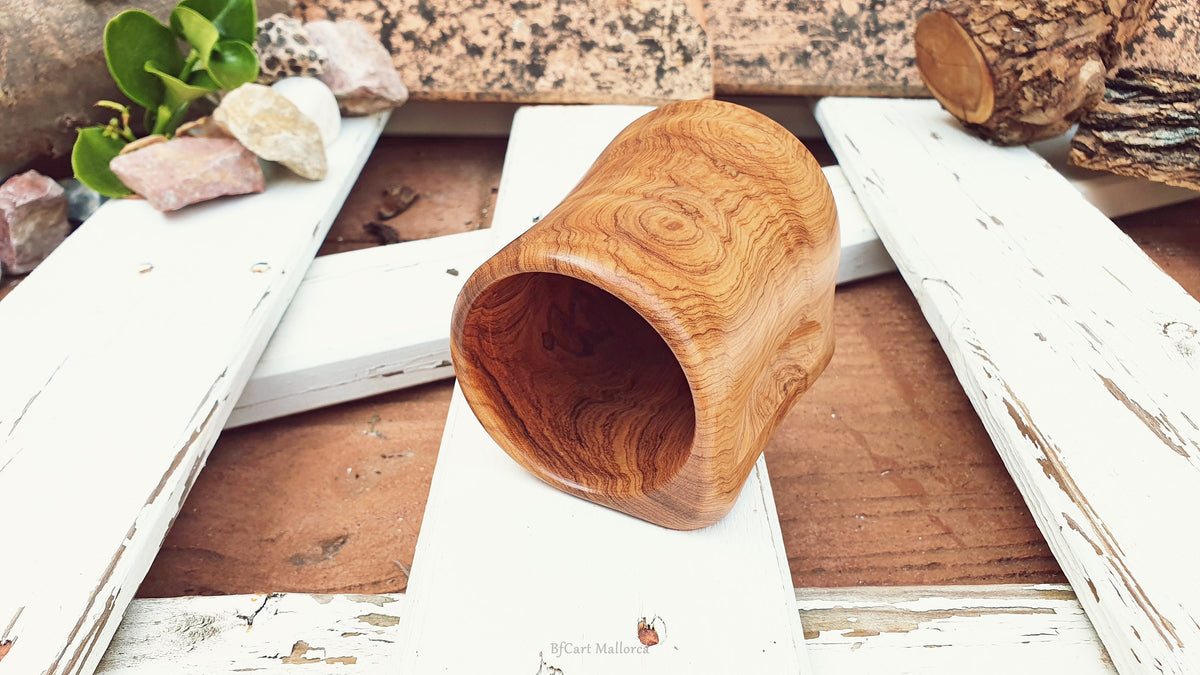 Handmade Olive Wood Mug with Handle – 250ml Wooden Coffee Cup – Rustic Natural Wood Tea Mug – Unique Kitchen Gift